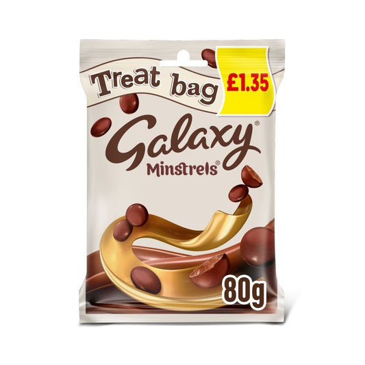 Galaxy Minstrels Milk Chocolate Buttons Treat Bag £1.35 PMP 80g - 20 x 80g Bags