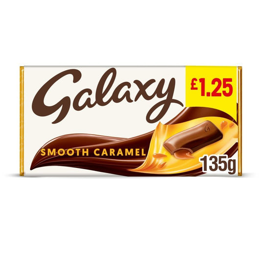 Galaxy Smooth Caramel & Milk Chocolate Block Bar £1.25 PMP 135g - 24 x 135g Bars