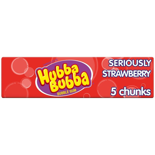 Hubba Bubba Seriously Strawberry Flavour Bubble Gum 5 Chunky Chews - 20 x 35g Packs