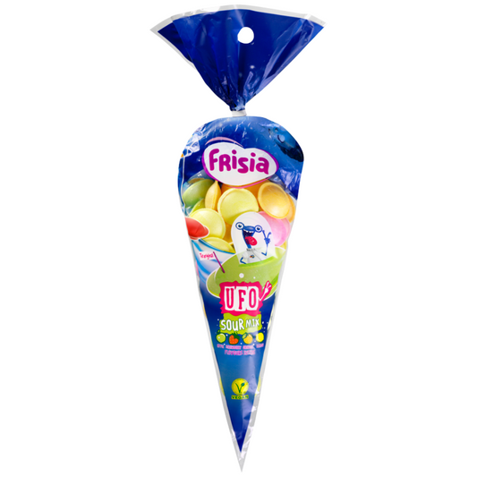 Frisia Sour Fruit Flavoured Flying Saucers Cone Bag 45g - 21 x 45g Bags