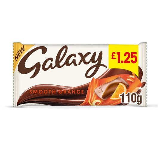 Galaxy Orange Milk Chocolate Block Bar 110g £1.25 PMP - 24 x 110g Bars