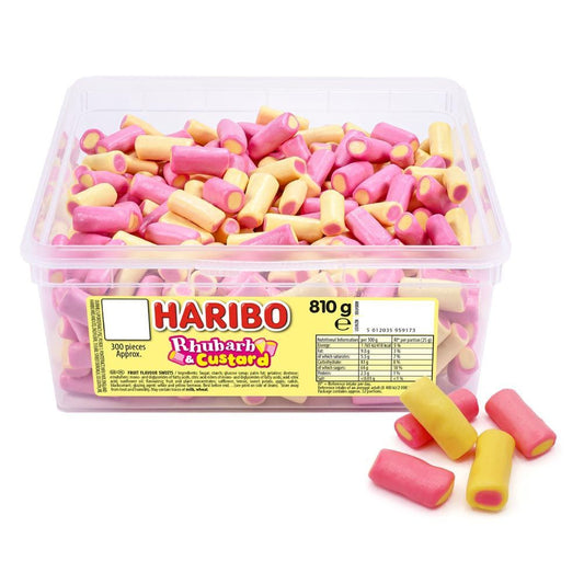 Haribo Rhubarb & Custard Sweets Tub 2p - 1 x 810g Tub